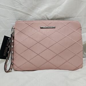 Steve Madden Top Zip Pouch In Blush MR112510 Brand New With Tags! Purse Clutch